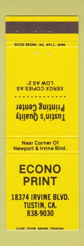 Matchbook Cover - Econo Print Tustin CA Xerox Copies