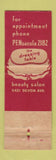 Matchbook Cover - The Dressing Table Beauty Salon Chicago IL WEAR
