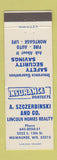 Matchbook Cover - A Szczerbinski Lincoln Homes Real Estate Milwaukee WI