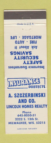Matchbook Cover - A Szczerbinski Lincoln Homes Real Estate Milwaukee WI