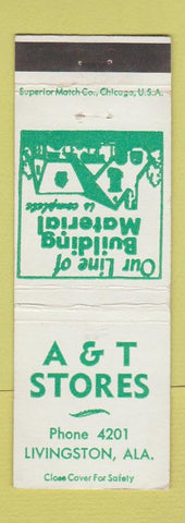 Matchbook Cover - A&T Stores Lumber Livingston AL