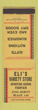Matchbook Cover - Eli's Variety Store Sporting Goods