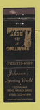 Matchbook Cover - Johnson's Sporting World Reno NV