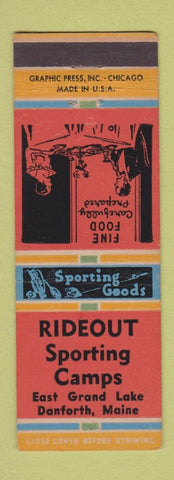 Matchbook Cover - Rideout Sporting Camps Danforth ME
