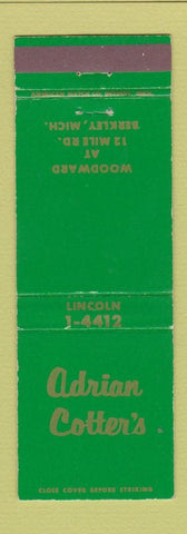 Matchbook Cover - Adrian Cotter's Berkley MI
