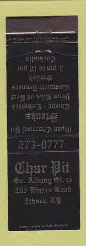 Matchbook Cover - Char Pit Ithaca NY