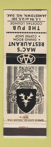 Matchbook Cover - Mac's Restaurant Jamestown ND