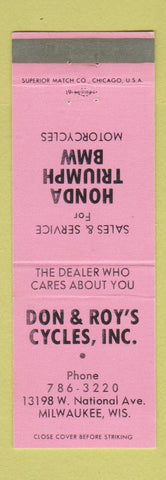 Matchbook Cover - Don & Roy's Motorcycles Honda Triumph BMW