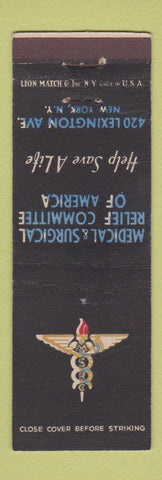 Matchbook Cover - Medical & Surgical Relief Committee of America New York City