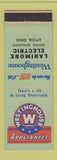 Matchbook Cover - Westinghouse Appliances Larimore Electric Utica OH