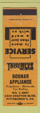 Matchbook Cover - Bodnar Appliance Pittsburgh PA