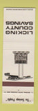 Matchbook Cover - Licking County Savings Newark Heath Utica Pataskala OH