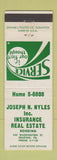Matchbook Cover - Joseph Nyles Insurance Real Estate Reading PA