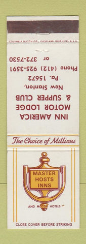 Matchbook Cover - Inn America Motor Lodge Supper Club New Stanton PA