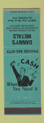 Matchbook Cover - Danny's Metals Altoona PA