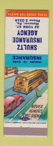 Matchbook Cover - Shultz Insurance Agency Hanover PA