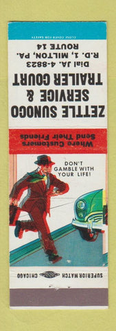 Matchbook Cover - Zettle Sunoco oil gas Trailer Park Milton PA