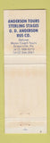 Matchbook Cover - OD Anderson Tours Bus Greenville PA