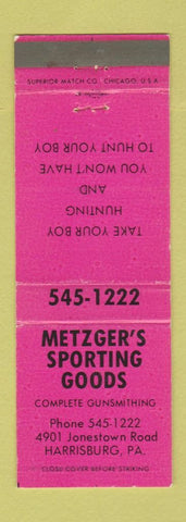 Matchbook Cover - Metzger's Sporting Goods Harrisburg PA