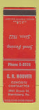 Matchbook Cover - CR Hoover Concrete Harrisburg PA WEAR