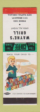 Matchbook Cover - Wayne's Grill New Castle IN
