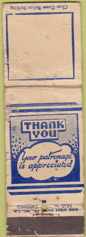 Matchbook Cover - King Midas BLANK POOR