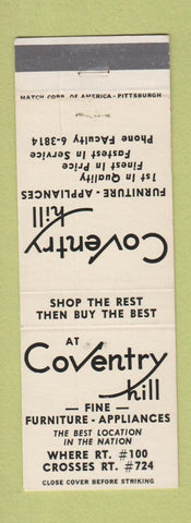 Matchbook Cover - Coventry Hill Furniture Appliances