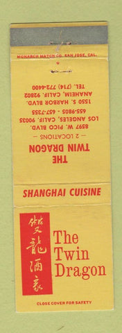 Matchbook Cover - The Twin Dragon Chinese Restaurant Los Angeles Anaheim CA WEAR