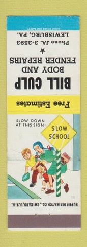 Matchbook Cover - Bill Culp Body Fender Repair Lewisburg PA