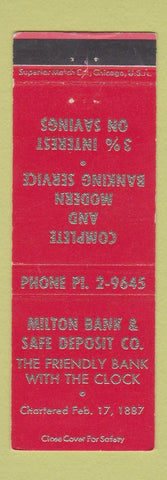 Matchbook Cover - Milton Bank and Safe Deposit PA?