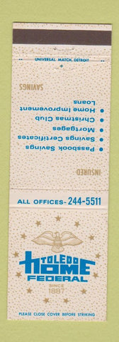 Matchbook Cover - Toledo Home Federal OH bank