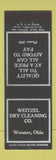Matchbook Cover - Weitzel Dry Cleaning Wooster OH