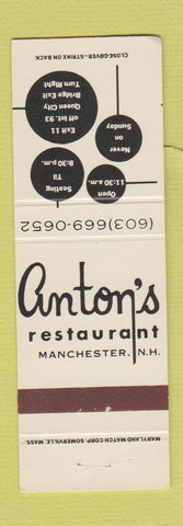 Matchbook Cover - Anton's Restaurant Manchester NH