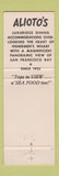 Matchbook Cover - Alioto's Restaurant San Francisco CA