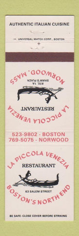 Matchbook Cover - La Piccola Venezia Boston's MA Italian Restaurant