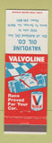 Matchbook Cover - Valvoline oil gas Santa Fe Springs CA