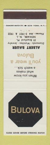 Matchbook Cover - Bulova Watches Albert Bauer Newark NJ