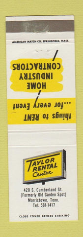 Matchbook Cover - Taylor Rental Center Morristown TN