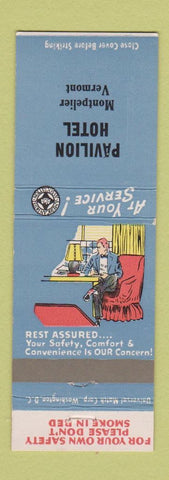 Matchbook Cover - Pavilion Hotel Montpelier VT