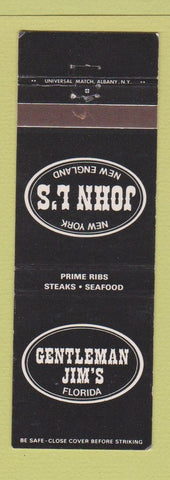 Matchbook Cover - John L's Poughkeepsie Johnstown NY Boynton Pompano Beach FL