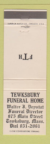 Matchbook Cover - Tewksbury Funeral Home MA