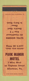 Matchbook Cover - Park Manor Motel Allentown PA