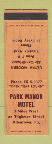 Matchbook Cover - Park Manor Motel Allentown PA