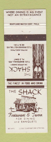 Matchbook Cover - The Shack Restaurant Upper Darby PA Philadelphia