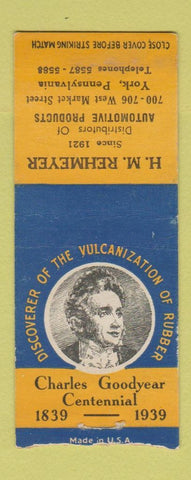 Matchbook Cover - Goodyear Tires 1939 HM Rehmeyer York PA BOBTAIL