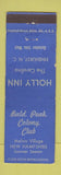Matchbook Cover - Holly Inn Pinhurst NC Bald Peak Colony Melvin Village NH WEAR