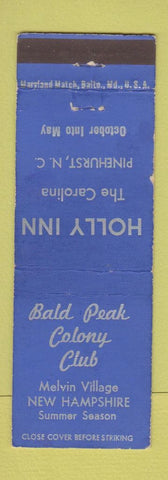 Matchbook Cover - Holly Inn Pinhurst NC Bald Peak Colony Melvin Village NH WEAR