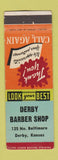 Matchbook Cover - Derby Barber Shop Derby KS WEAR