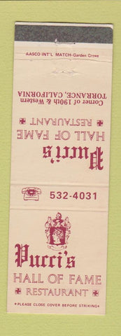 Matchbook Cover - Pucci's Hall of Fame Restaurant Torrance CA WEAR