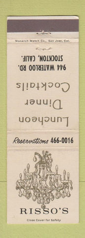 Matchbook Cover - Risso's Restaurant Stockton CA